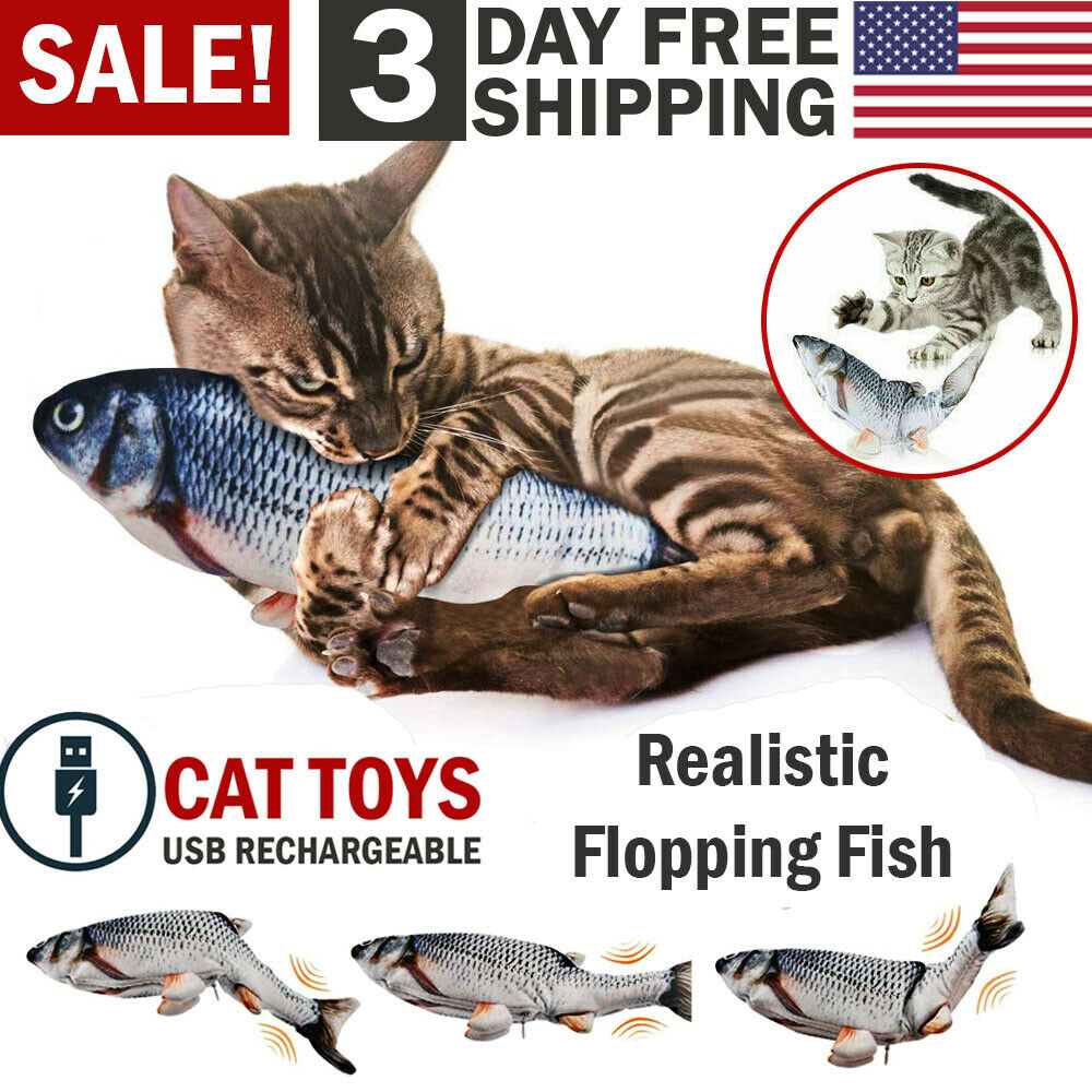 Electric Fish Cat Toy Realistic Interactive Kicker Jumping Dancing Kitten Toys